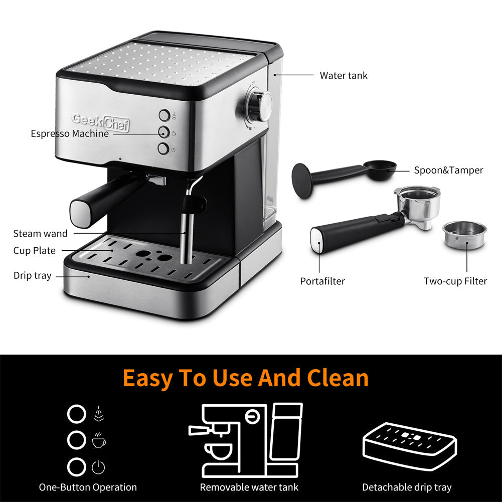 GEEK CHEF 1.5L Espresso Machine Coffee Maker