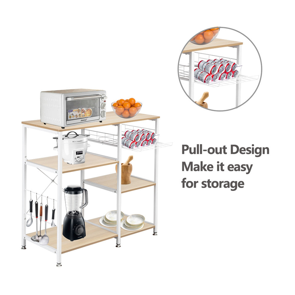 ALICIAN 4-layer Microwave Oven Rack Floor-standing 90*40*84cm White Maple