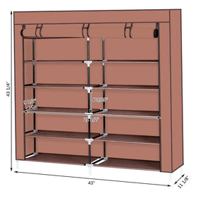 RONSHIN 7 Layers 14 Grids Shoe Rack Portable Shoe Cabinet Brown