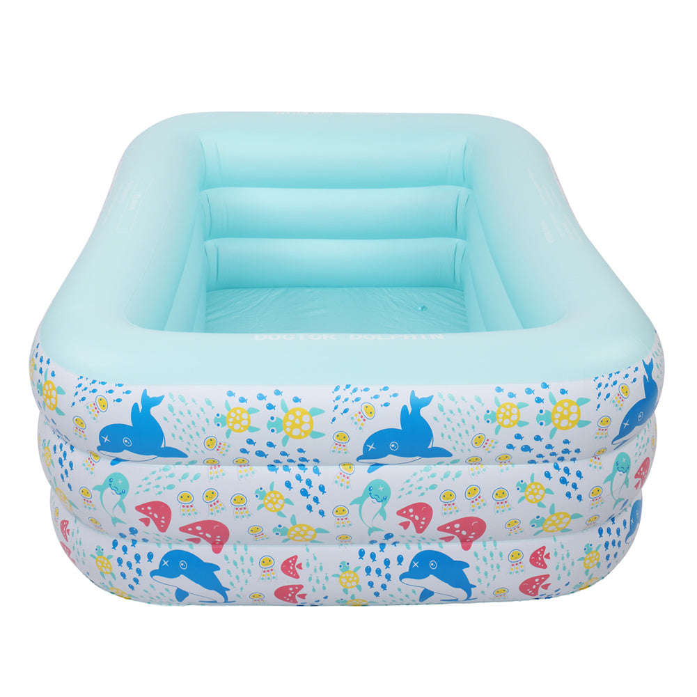 THBOXES Inflatable Pool Three-layer Airbag Children Play Pool 210*140*60cm Blue