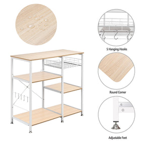 ALICIAN 4-layer Microwave Oven Rack Floor-standing 90*40*84cm White Maple