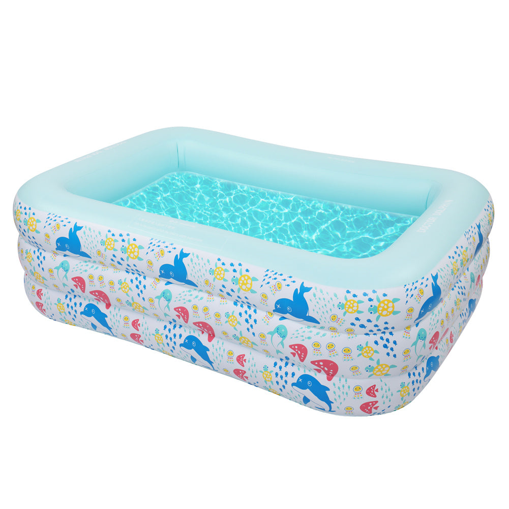 THBOXES Inflatable Pool Three-layer Airbag Children Play Pool 210*140*60cm Blue