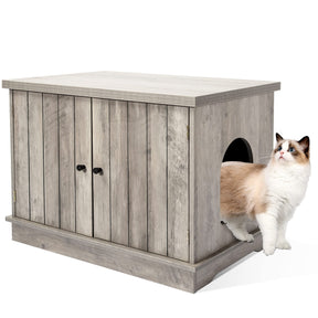 IDEALHOUSE Cat Litter Box Enclosure Hidden Wooden Cat House