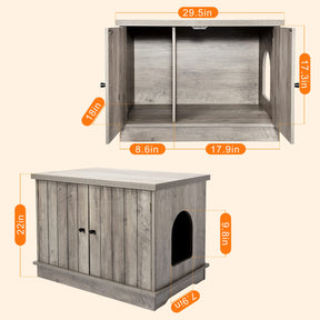 IDEALHOUSE Cat Litter Box Enclosure Hidden Wooden Cat House