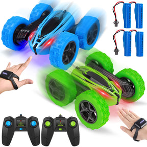 THINKMAX 2Pack RC Stunt Car Watch Gesture Sensor Car (Blue+Green)