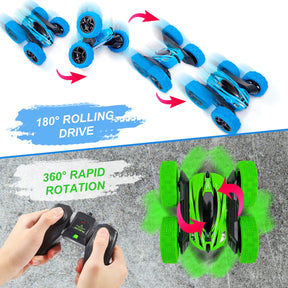 THINKMAX 2Pack RC Stunt Car Watch Gesture Sensor Car (Blue+Green)