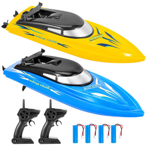 THINKMAX 2PACK 10km/H 2.4G High Speed Remote Control Boats (Blue+Yellow)