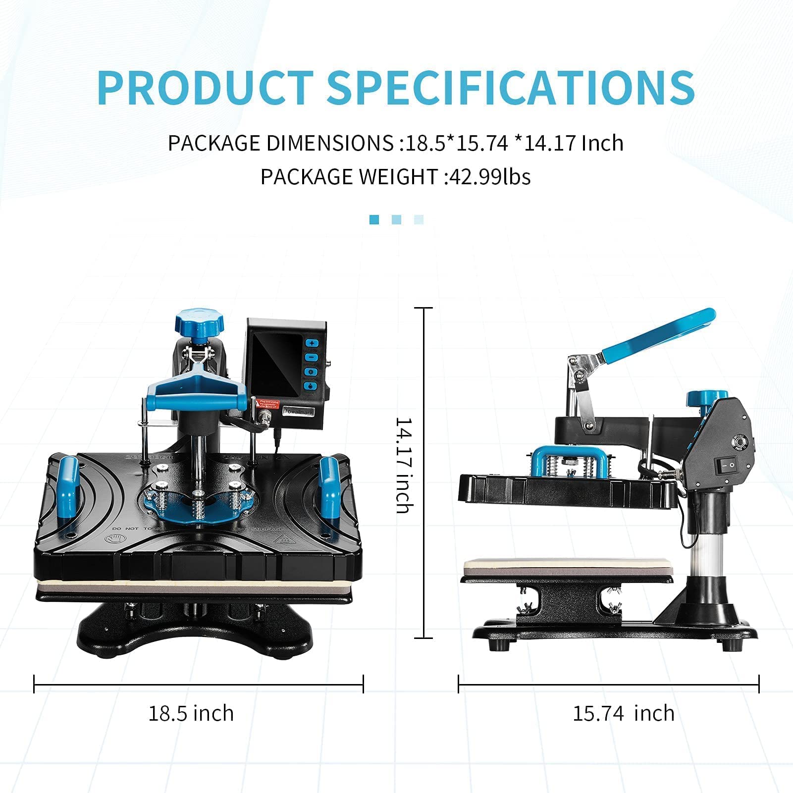 TOWALLMARK 5-in-1 Heat Press Machine Professional Swing Away Heat Transfer