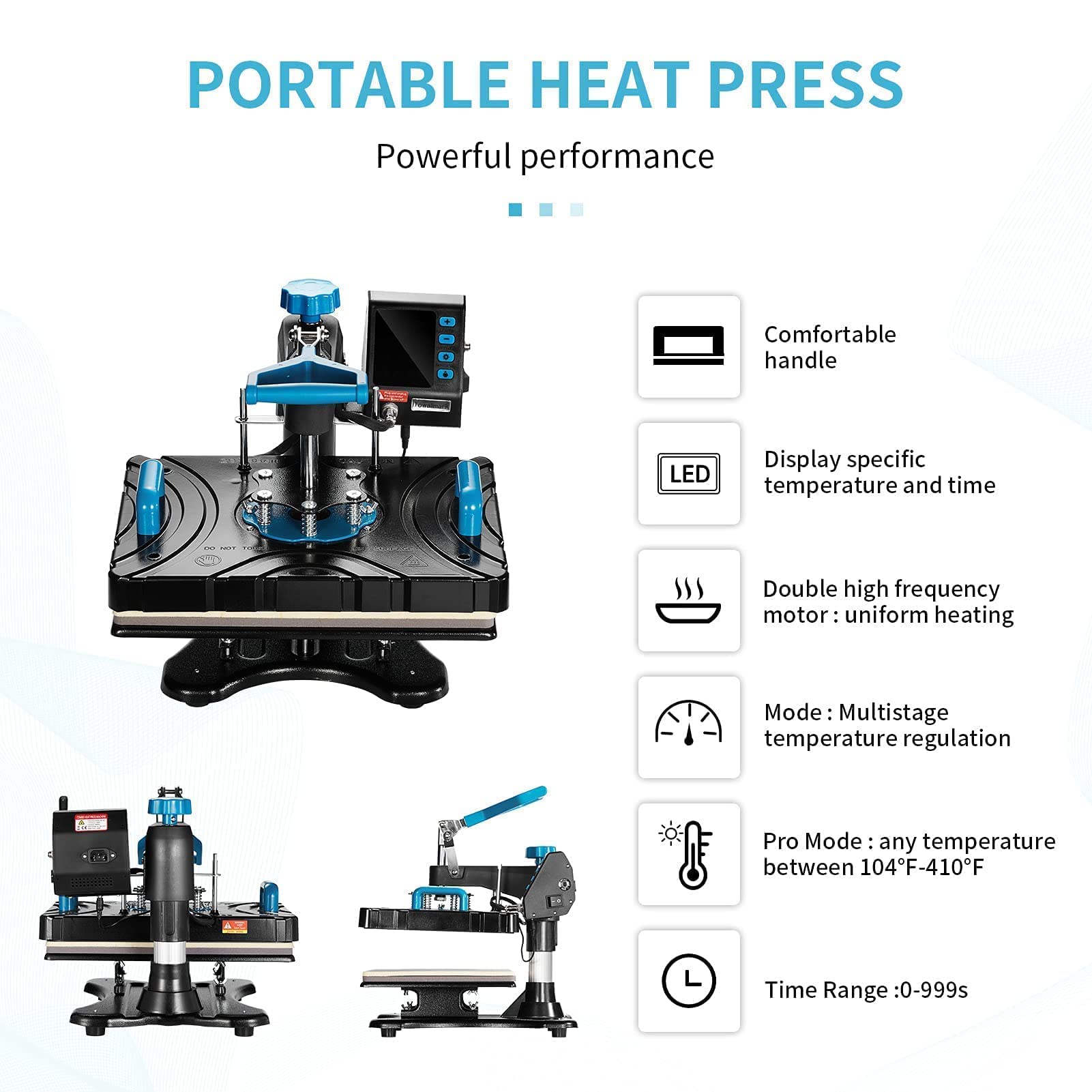 TOWALLMARK 5-in-1 Heat Press Machine Professional Swing Away Heat Transfer